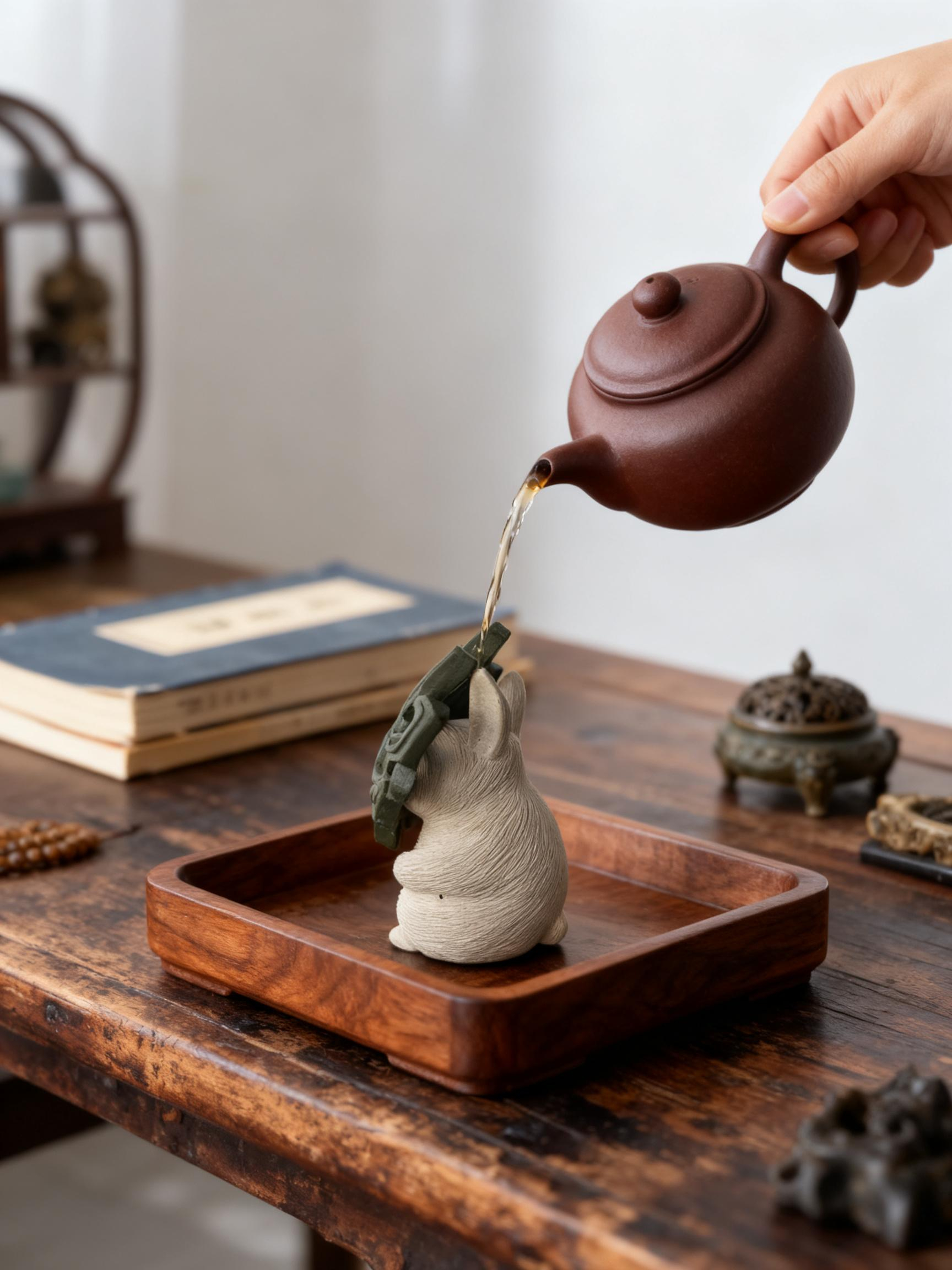 Bronze-Masked Rabbit Tea Pet - Image 8