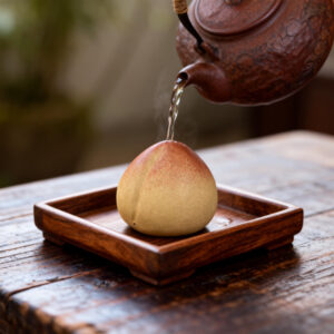 Peachful Vitality (Homophone for "Playful & Energetic") Tea Pet