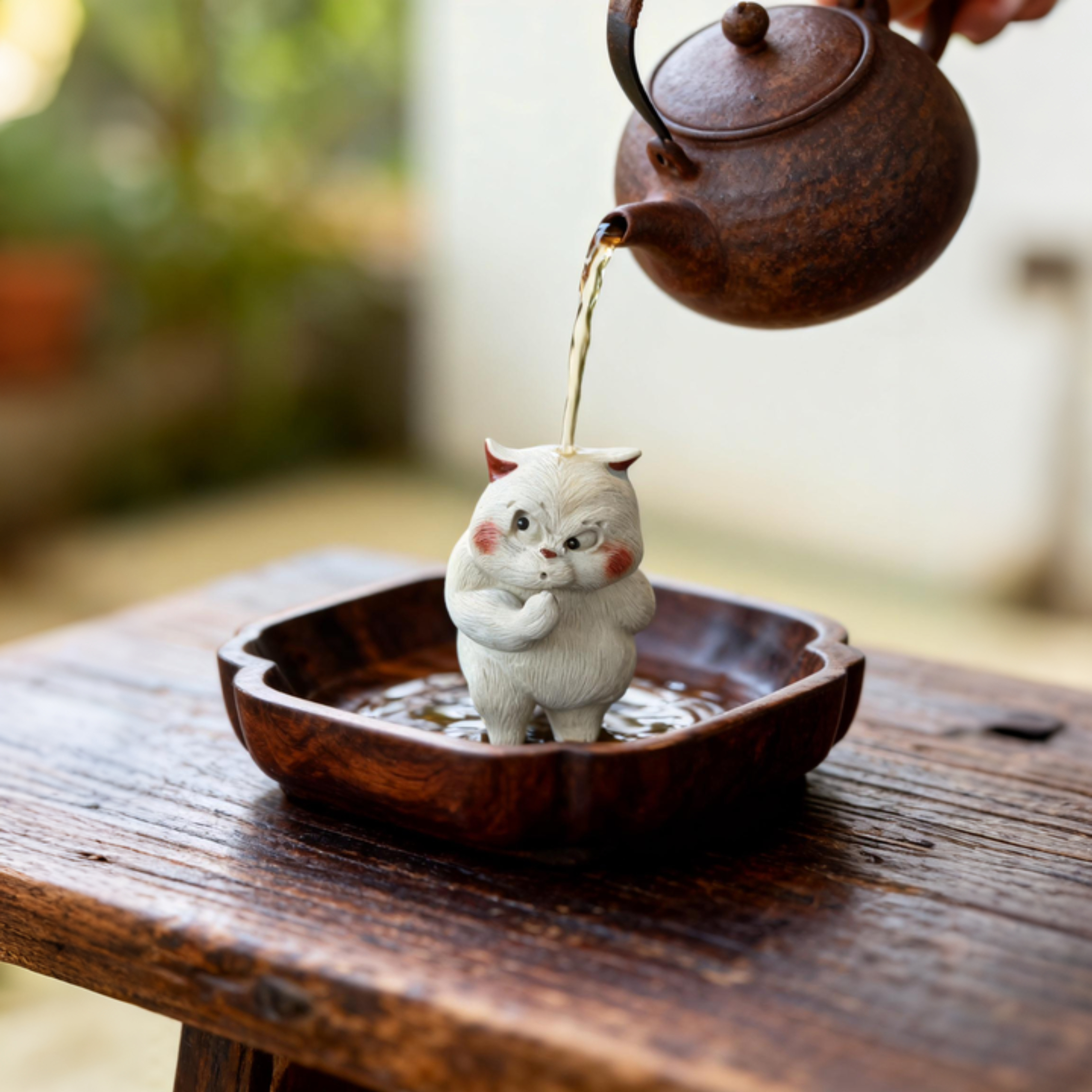 Witty Cat with a Knife Hidden Behind Tea Pet - Image 5