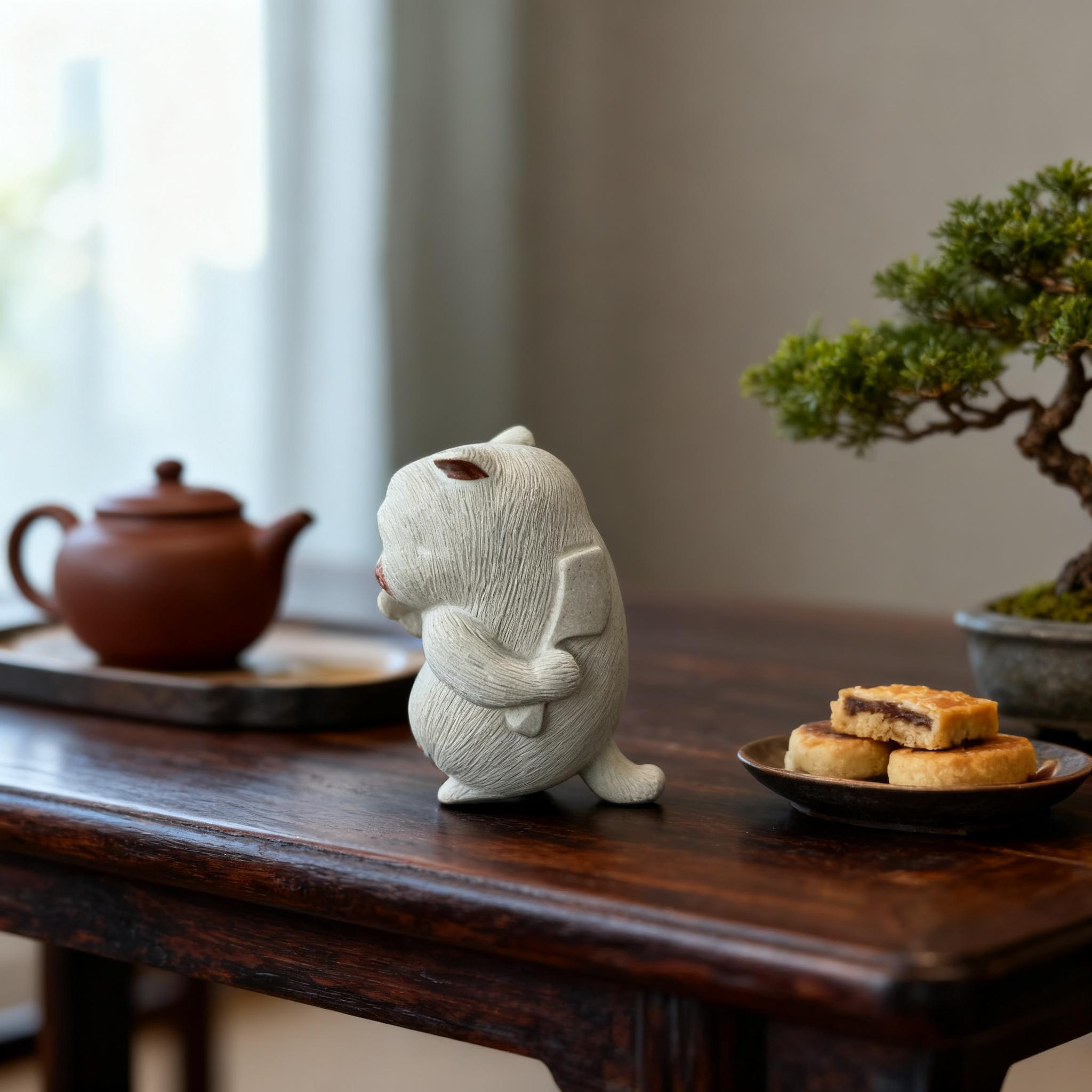 Witty Cat with a Knife Hidden Behind Tea Pet - Image 7